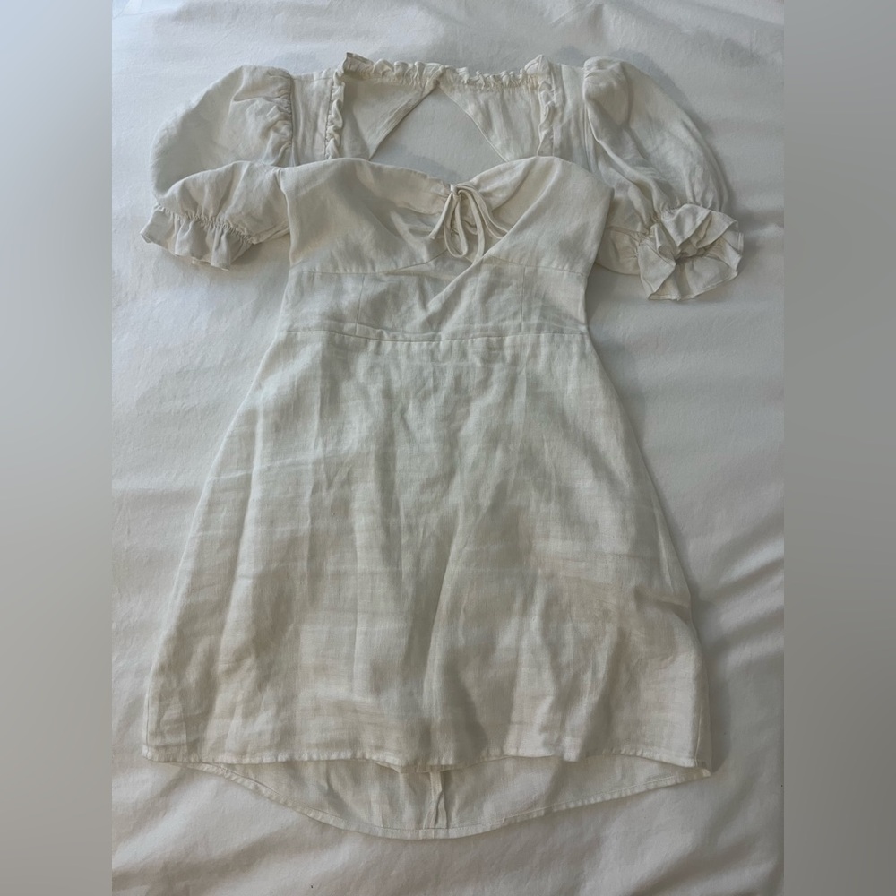 Linen Reformation Puff Sleeve Mini Dress